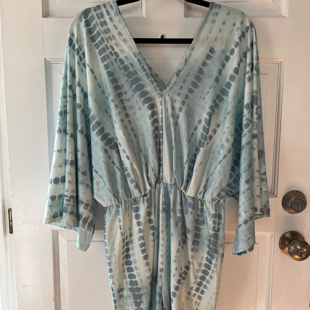Blue tie-dye romper